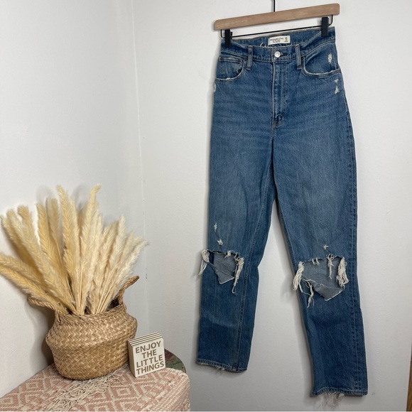 Abercrombie & Fitch CURVE LOVE The 90s Straight Ultra High Rise Jean Size 25 - Picture 2 of 14